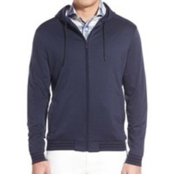 Men's Vince Zip Up Hoodie in Navy - Picture 1 of 3